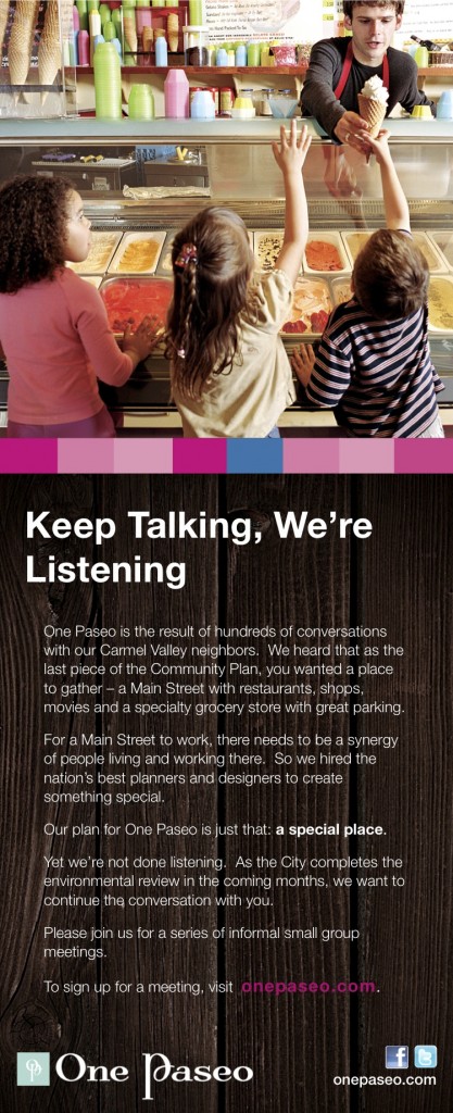 Carmel Valley San Diego Community | Keep Talking, We're Listening | One Paseo A Mainstreet for Carmel Valley