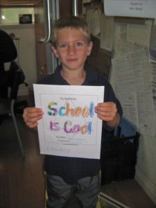 Carmel Valley San Diego Community | Kristin Rude | Boy with School is Cool Sign